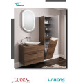 Modern Style Bathroom Vanity Horizontal American Walnut Veneered Door with Wire Basket Tall Unit